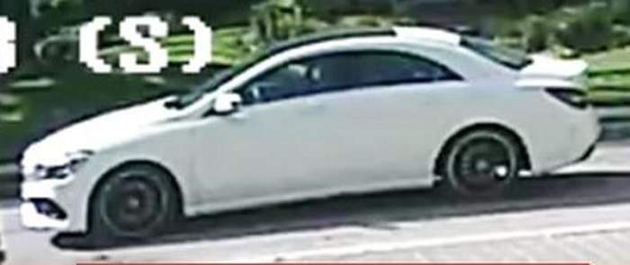 The white mercedes possibly used by the LA Bandit in his slew of robberies.