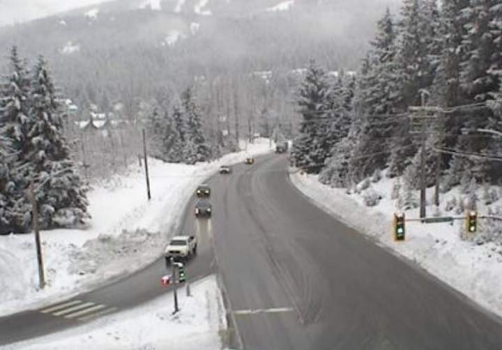 Road conditions at Highway 99 in Whistler on Tuesday morning.