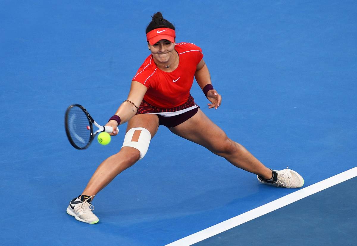 Bianca Andreescu of Canada against Germany's Julia Goerges during the singles final of the ASB Classic tennis tournament in Auckland, New Zealand, Sunday, Jan. 6, 2019.