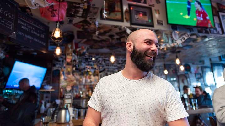 Logan Richards is a regular of Leopold's Tavern in Regina, Saskatchewan on Thursday January 3, 2019. The Regina-founded bar chain emphasizes neighbourhood charm and a warm atmosphere.