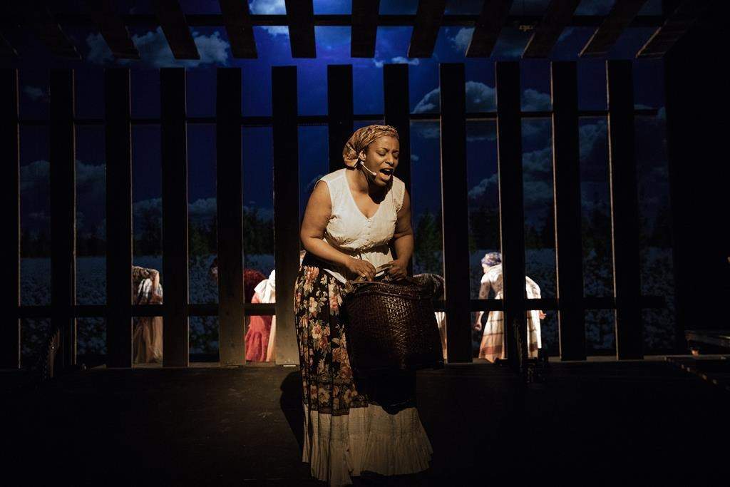 A scene from Robert Lepage's play "SLAV," is shown in a handout photo.