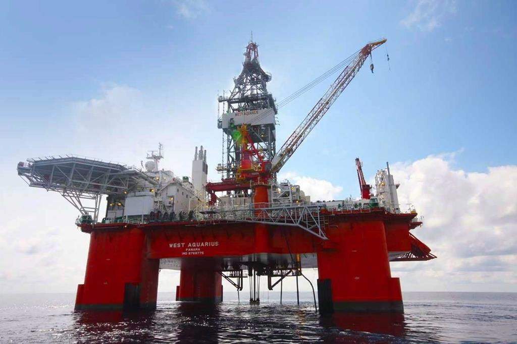 The Seadrill West Aquarius drilling platform is shown in this undated handout photo.