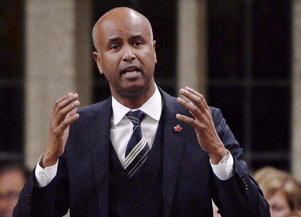 Minister of Immigration, Refugees and Citizenship Ahmed Hussen rises during question period in the House of Commons on Parliament Hill in Ottawa on Tuesday, Sept. 18, 2018. THE CANADIAN PRESS/Adrian Wyld.