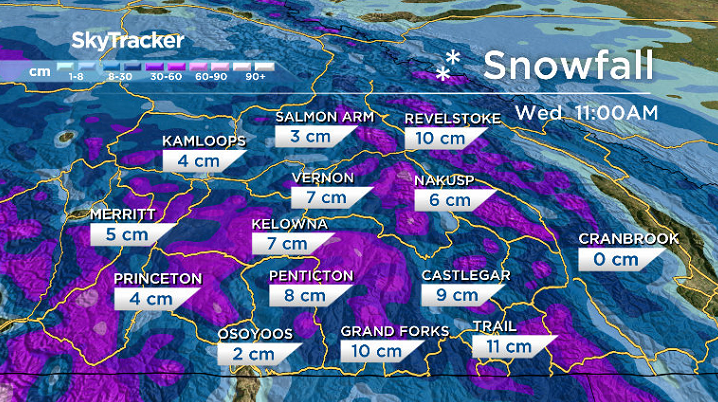 A significant dump of snow is possible in the valley bottom by Wednesday morning.