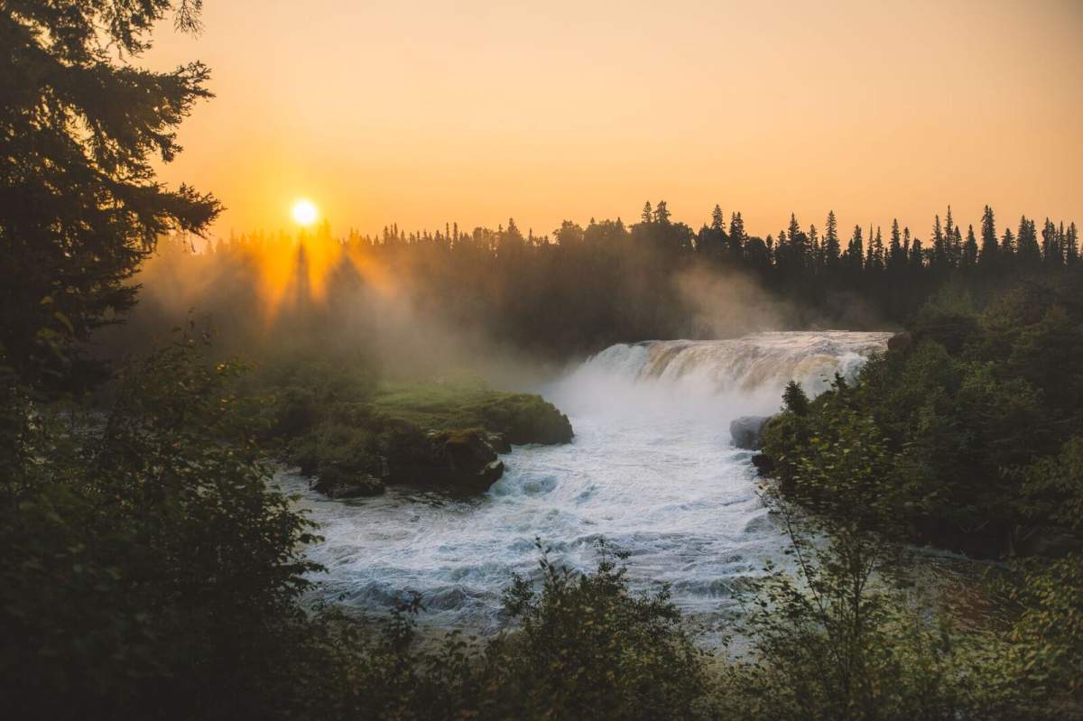 Taking in the view at Pisew Falls. 