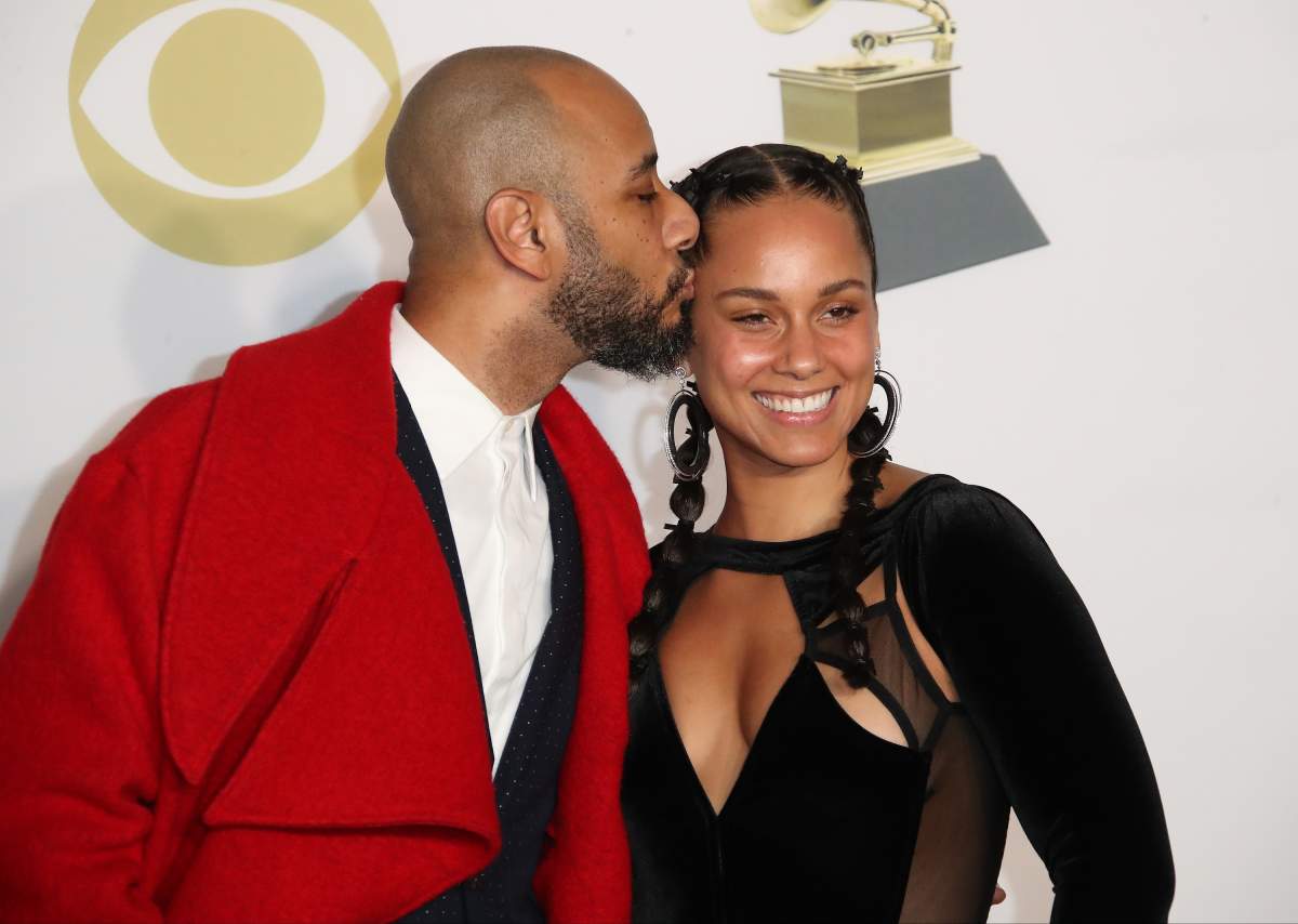 Swizz Beatz (L) and Alicia Keys pose at the 60th Annual Grammy Awards at Madison Square Garden on Jan. 28, 2018 in New York City.