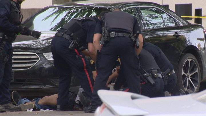 Mike Arcand after being taken down by police.