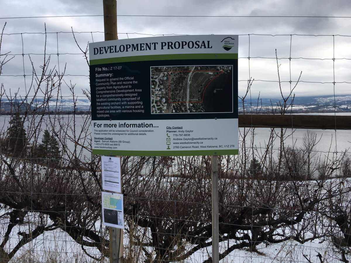 This is the 6.8 hectare site along Campbell Road in West Kelowna that\’s slated for the Blackmun Bay development.