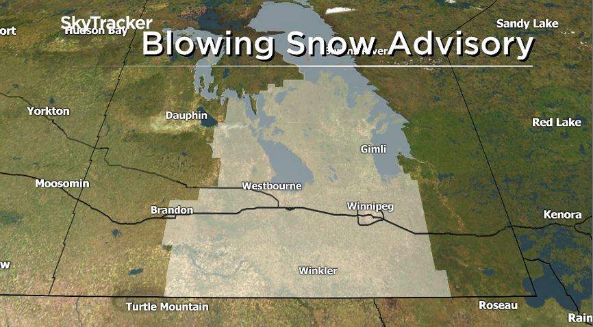Blowing Snow Advisory issued by Environment and Climate Change Canada January 23, 2019.