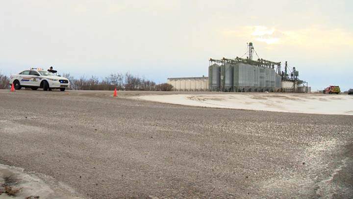 One person is dead after a pickup collided with a transport truck in Vanscoy, Sask., on Jan. 2, 2019.