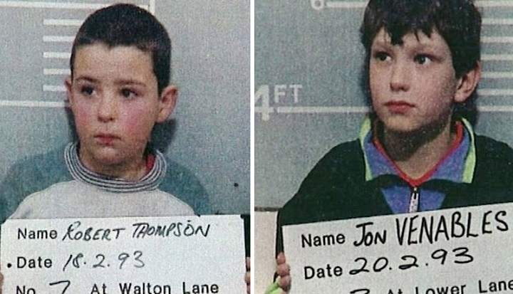 Prison photos show Robert Thompson (L) and Jon Venable (R) after they were arrested for the killing of James Bulger.