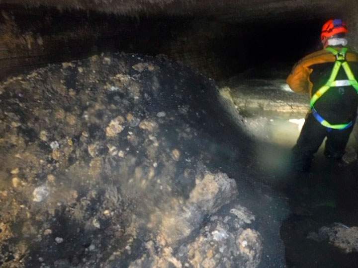 In this photo released Tuesday Jan. 8, 2019, by Britain’s South West Water company, showing part of a “fatberg” in the town of Sidmouth.