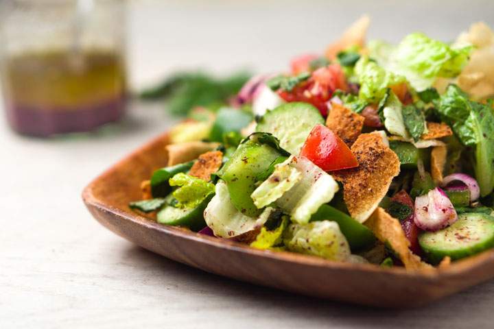 A fattoush salad would be a good addition to a healthy Middle Eastern lunch that fits these dietary guidelines, according to dietitian Sarah Hamdan.