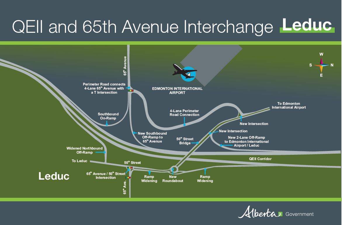 Province pledges $33M for QEII overpass between Leduc and Edmonton International Airport - image