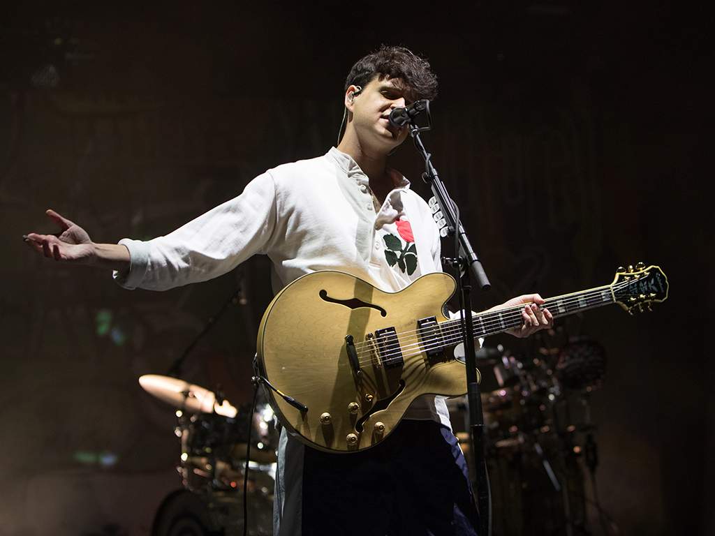 Ezra Koenig of Vampire Weekend performs at 'End Of The Road Festival' at Larmer Tree Gardens on Sept. 1, 2018, in Dorset, England.