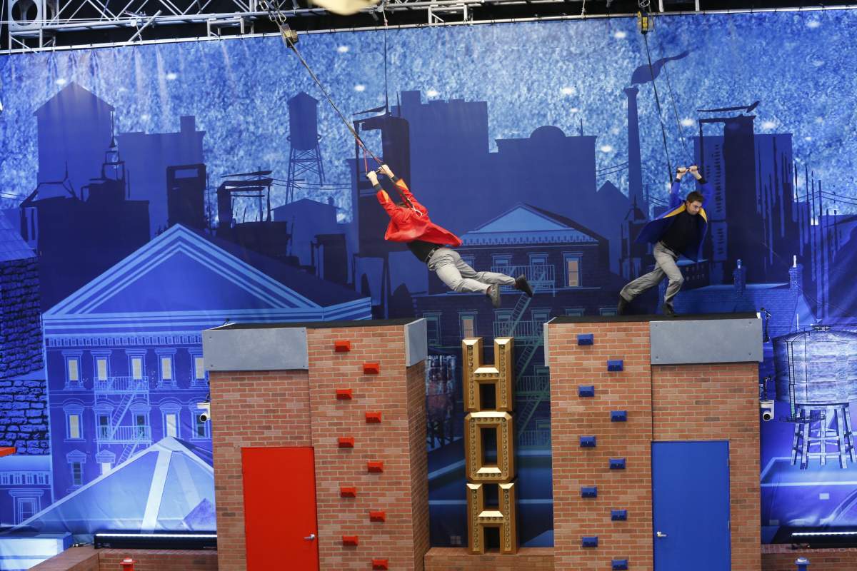 Pictured:Ryan Locate and Jonathan Bennett playing HOH Comp “Block Busters”. (Photo by Sonja Flemming/CBS via Getty Images)