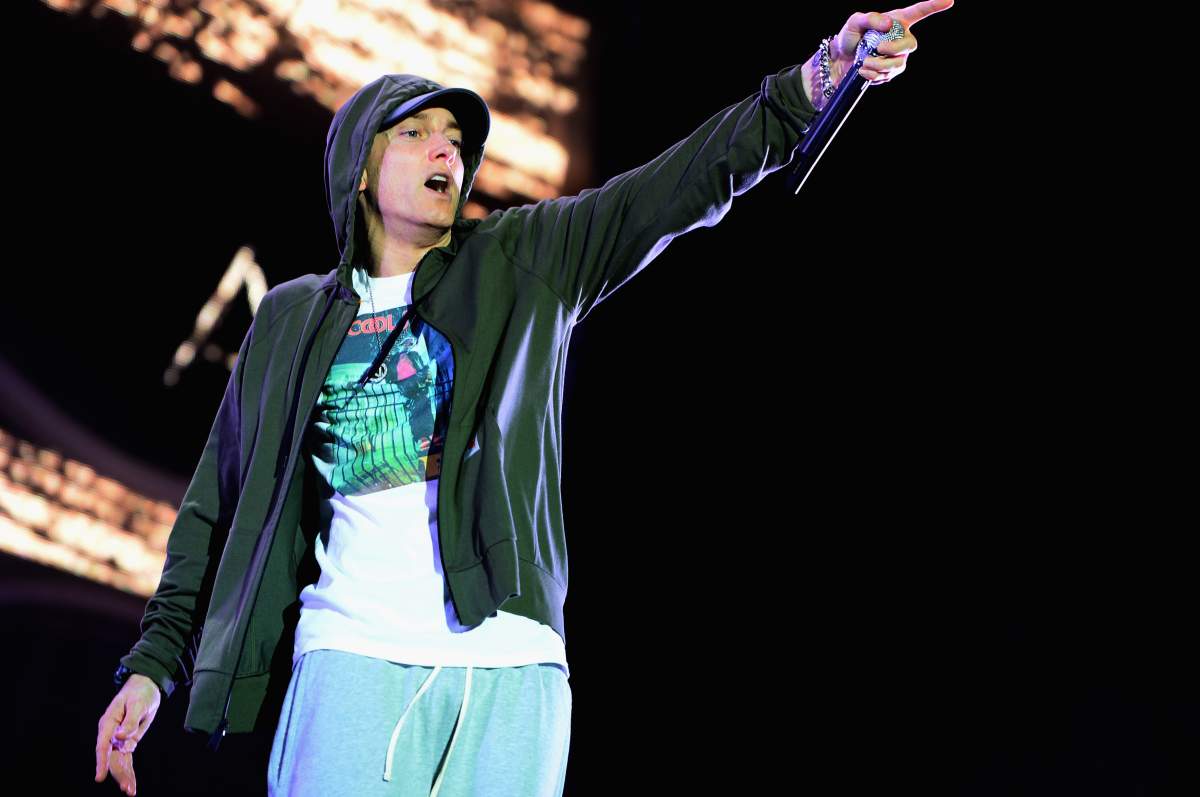 Eminem performs at Samsung Galaxy stage during Lollapalooza at Grant Park on Aug. 1, 2014, in Chicago, Ill.