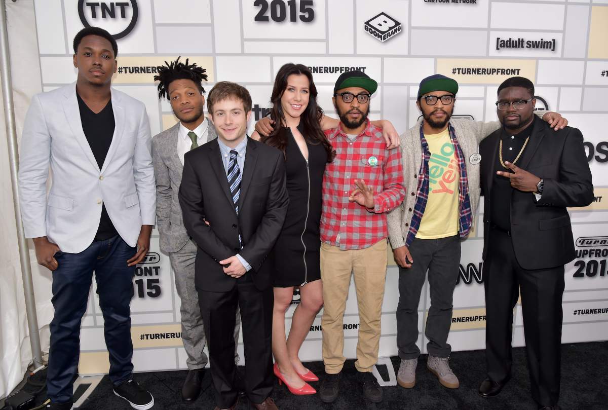 NEW YORK, NY – MAY 13: (L-R) Kevin Barnett, Jermaine Fowler, Josh Rabinowitz, Jennifer Bartels, Kenny Lucas, Keith Lucas, and Lil Rel Howery attend the Turner Upfront 2015 at Madison Square Garden on May 13, 2015 in New York City. (Photo by Theo Wargo/Getty Images for Turner)