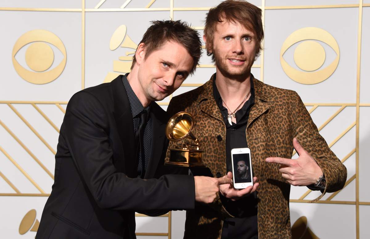 Muse win Best Rock Album for ‘Drones’ during the 58th Annual Grammy Music Awards in Los Angeles on Feb. 15, 2016.