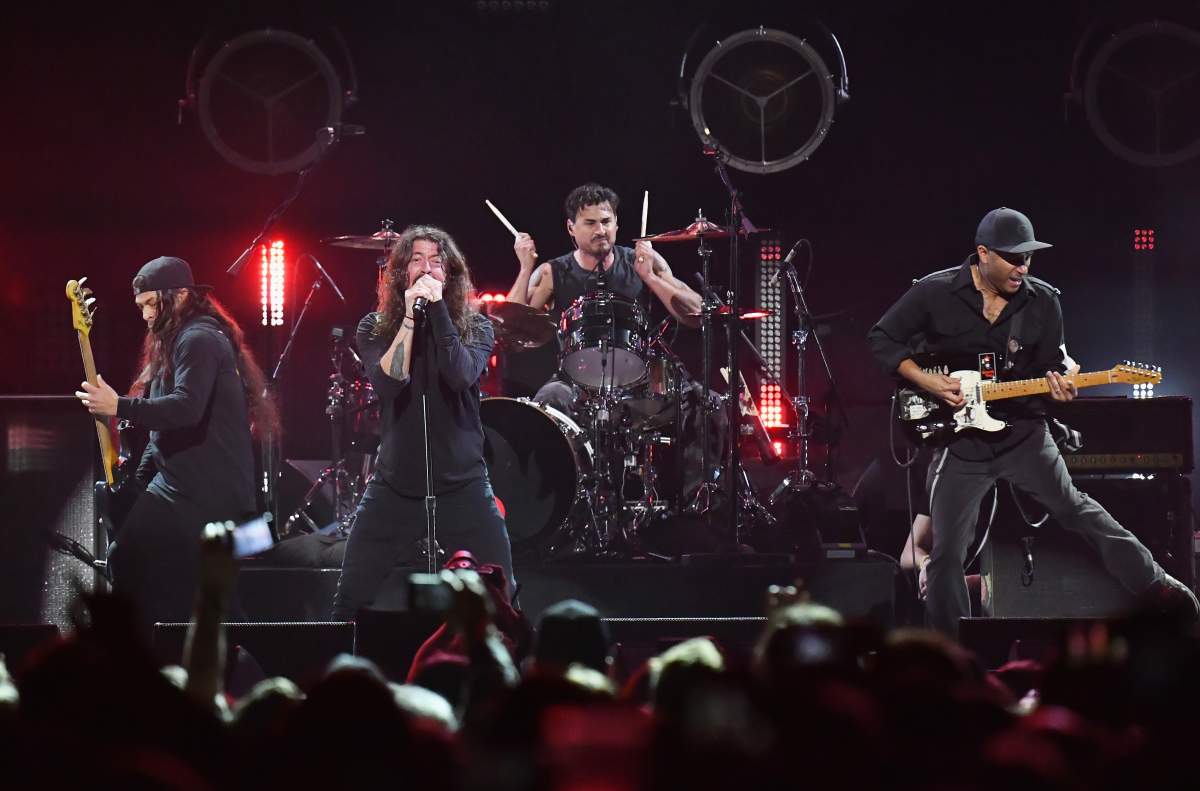 Robert Trujillo, Dave Grohl, Brad Wilk and Tom Morello perform onstage during ‘I Am the Highway’ tribute concert on Jan. 16, 2019 at The Forum in Inglewood, Calif.