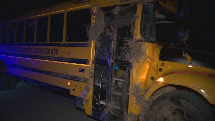 Three people were taken to various hospitals after a school bus rollover in southern Alberta on Monday.