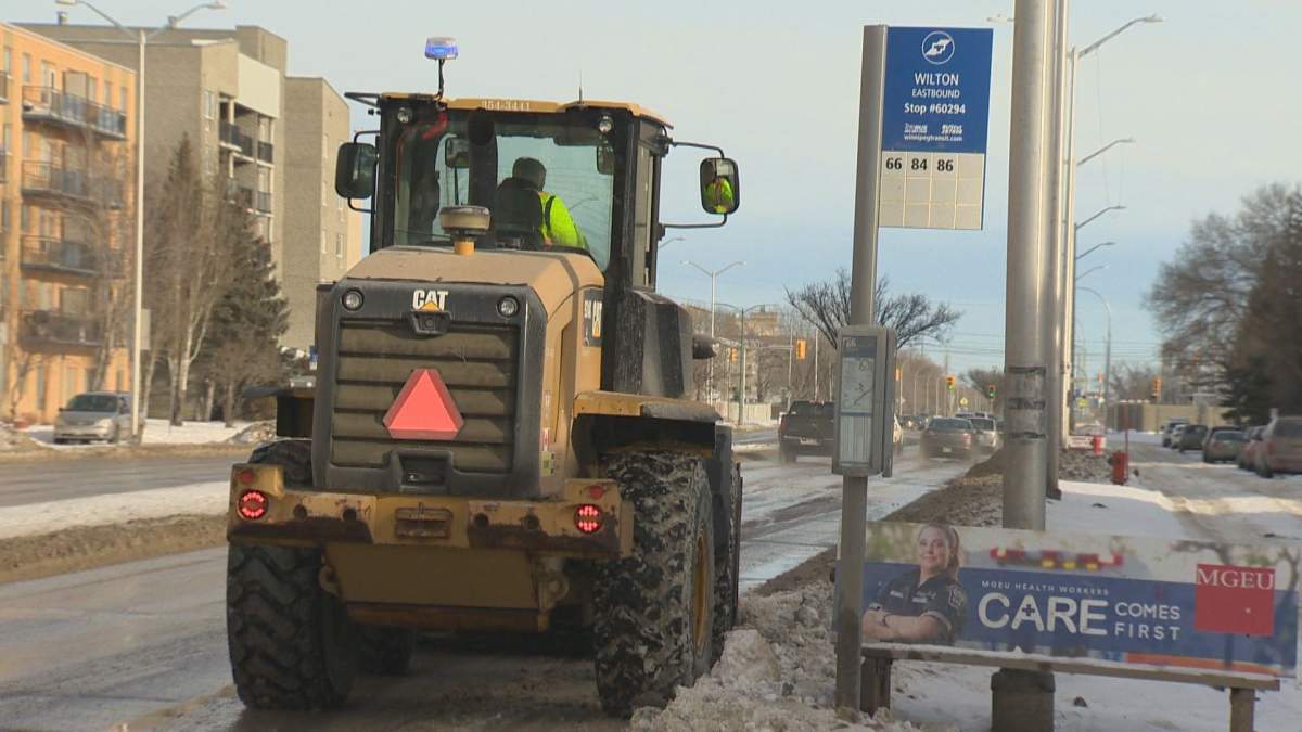 A plow clears some of the area where Kate Grisim got stuck Wednesday night.