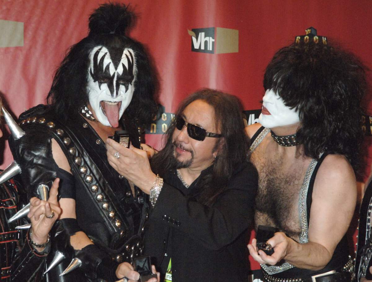 (L-R) Gene Simmons, Ace Frehley and Paul Stanley of KISS.
