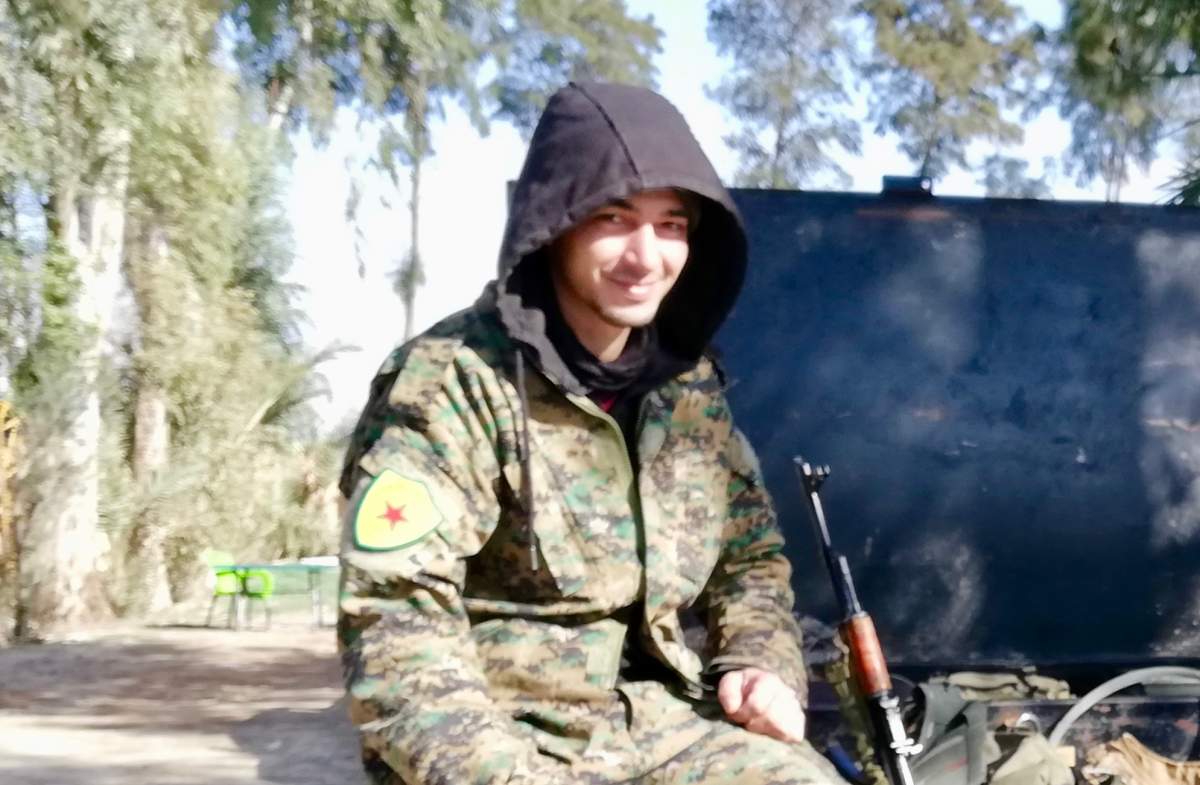 Kyle Town, a steel worker from Thunder Bay, Ont., northwest of Hajin, on his way to help clear the last ISIS-controlled pocket in Syria.