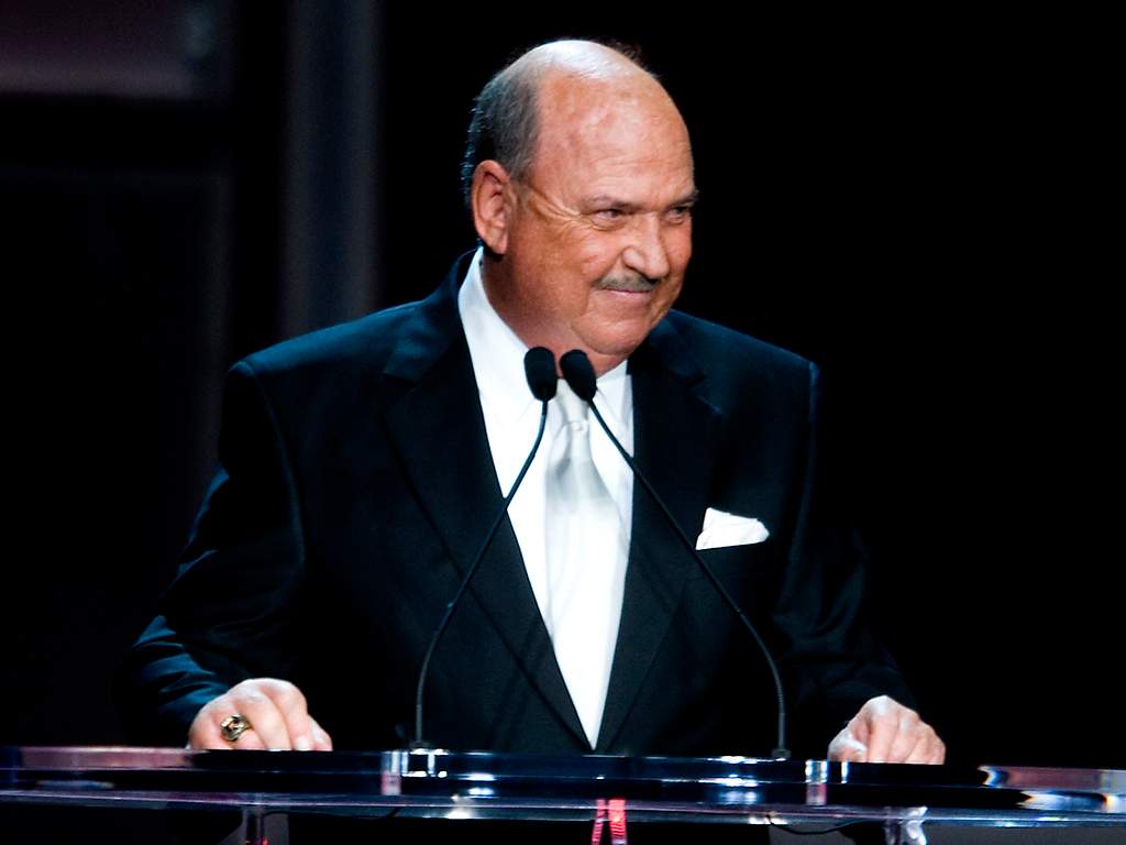 WWE broadcaster “Mean” Gene Okerland attends the 25th Anniversary of WrestleMania’s WWE Hall of Fame at the Toyota Center on April 4, 2009 in Houston, Tex.