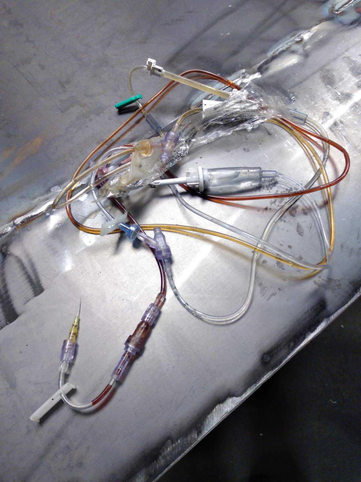 An example of medical waste disposed of through the recycling system and sorted at the Material Recovery Facility in Grafton.