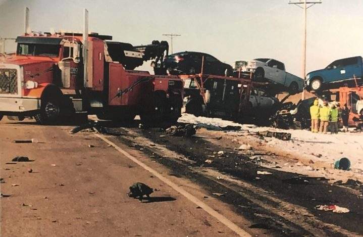 Robert Major slowed down, but remained above the speed limit when his Dodge Ram collided with a semi-truck.