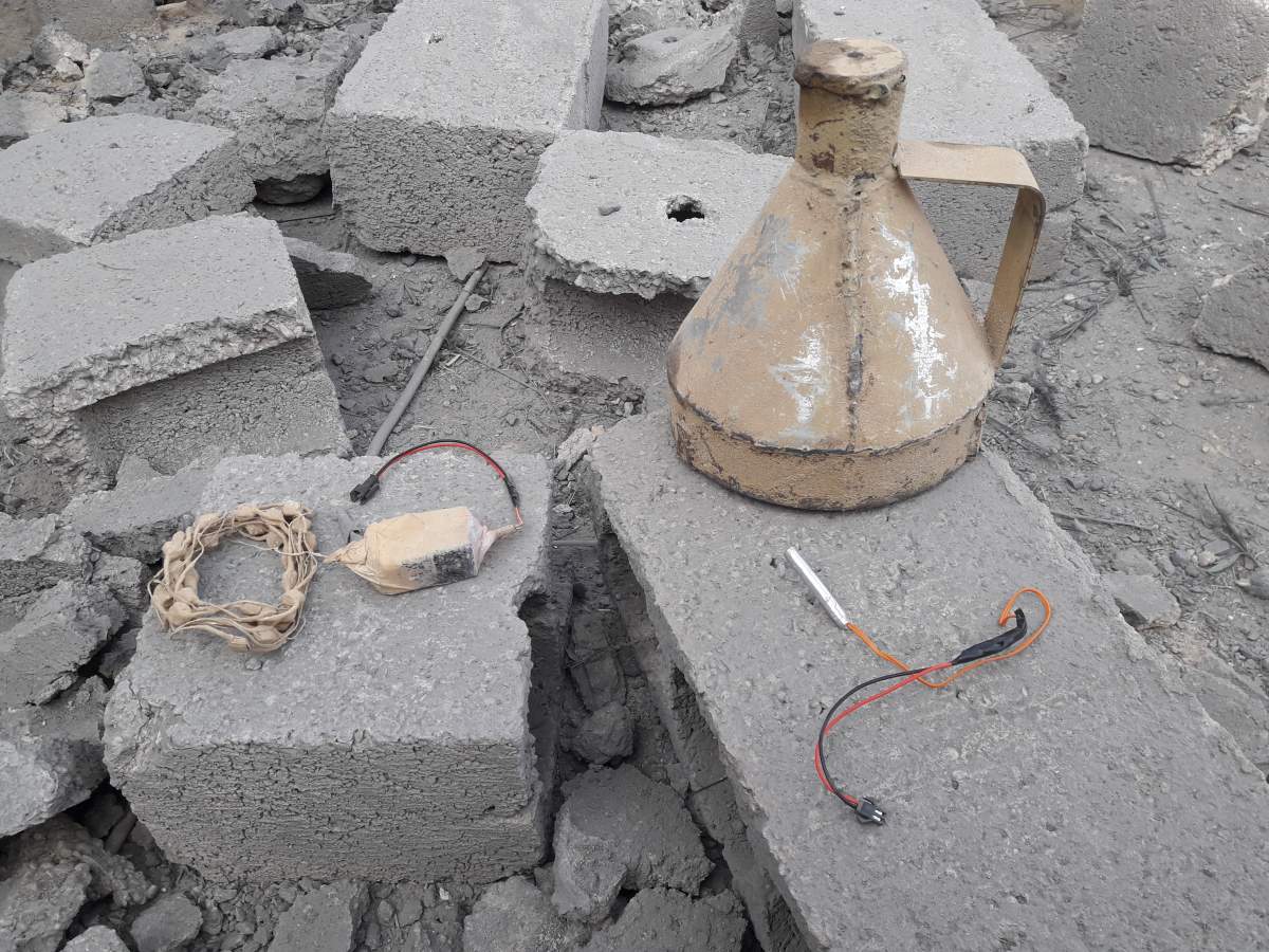 Booby-trapped Improvised Explosive Device left by retreating ISIS fighters near Hajin, Syria, Jan. 10, 2019.