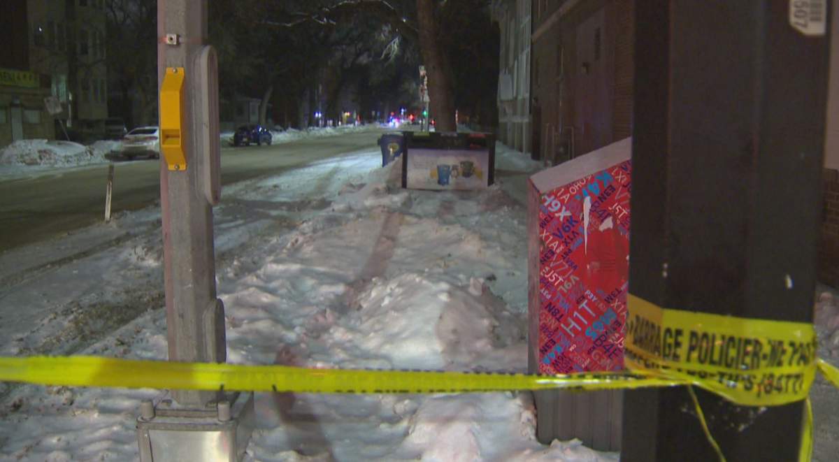 Portions of the sidewalk near Sherbrook Street and Ellice Avenue closed following a police-involved shooting.