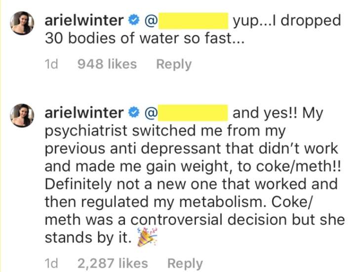 Ariel Winter fires back at fans suggesting she used plastic surgery for weight loss - image