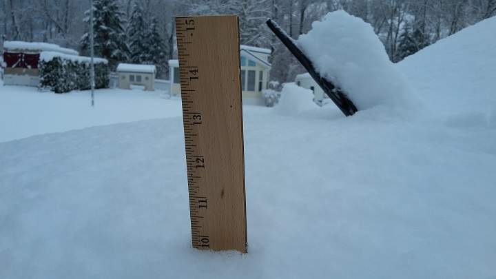 Approximately 10 inches of snow, or 25 centimetres, fell near Keremeos overnight.