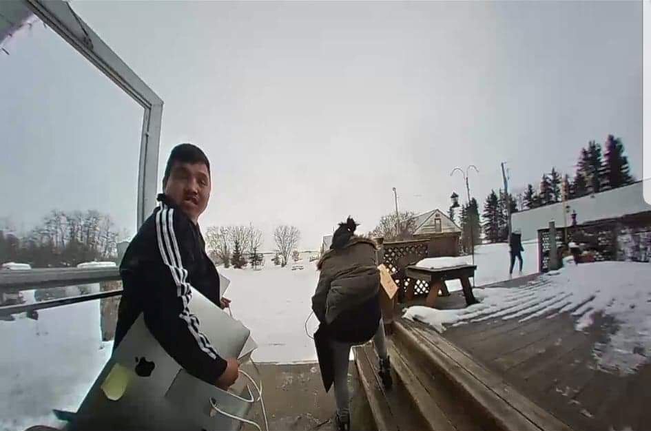 Images from surveillance video of suspects stealing items from a home near Thorsby, Alta. on Sunday, January 27, 2019.