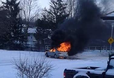 Photo shows a vehicle on fire Friday morning on Culver Drive in London.