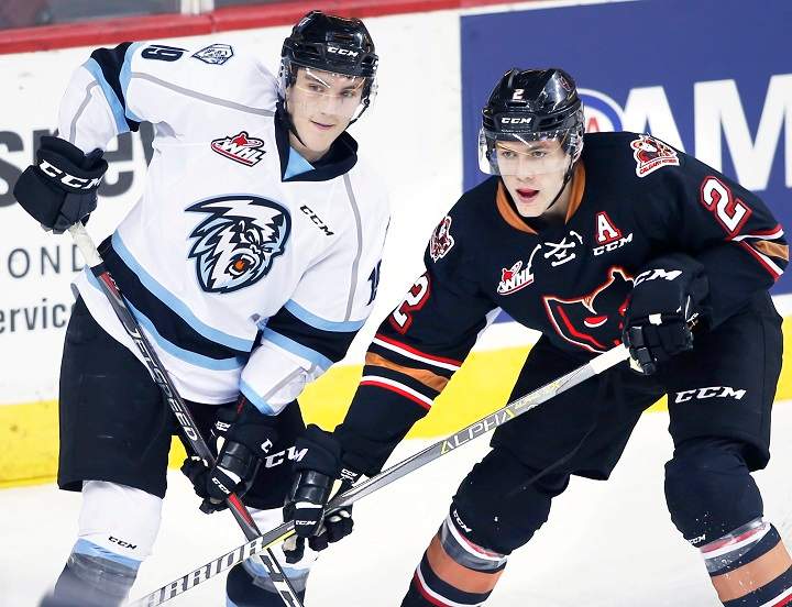 The WHL announced on Tuesday that the Kootenay Ice will be relocating to Winnipeg after this season. Here, Petyon Krebs of the Kootenay Ice and Dakota Krebs of the Calgary Hitmen jockey for position during WHL action in Calgary on Sunday, Nov. 11, 2018.