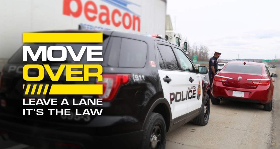 Hamilton police would like to reiterate the "Move Over" legislation requires drivers to slow down and if possible, leave one lane between their vehicle and the parked emergency vehicle.