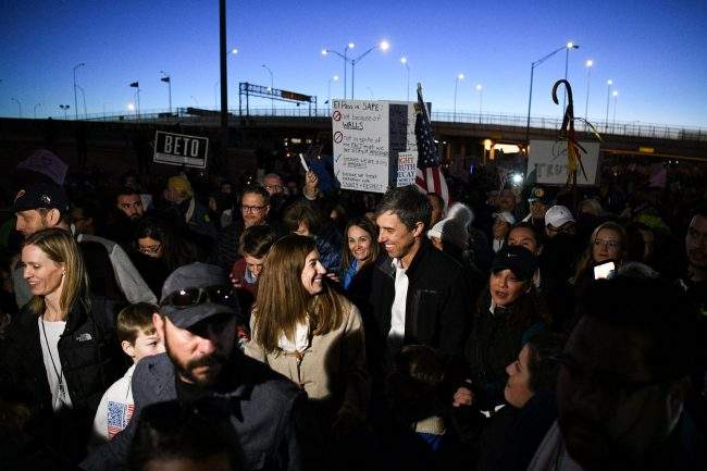 Beto O’Rourke, the Democratic former Texas congressman, and his wife Amy participate in an anti-Trump march in El Paso, Texas, Feb. 11, 2019.