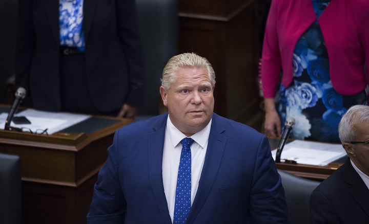 Ontario Premier Doug Ford is photographed as Her Honour the Honourable Elizabeth Dowdeswell, Lieutenant Governor of Ontario, delivered the Speech from the Throne in the main chamber in the Ontario Legislature on Thursday, July 12, 2018. 