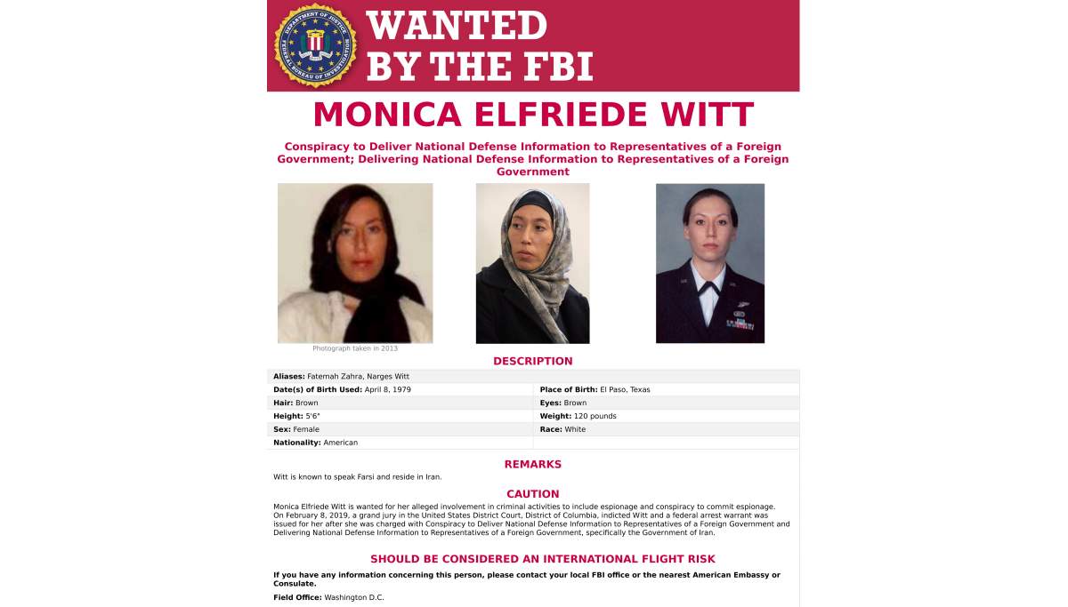 This image provided by the FBI shows the wanted poster for Monica Elfriede Witt.