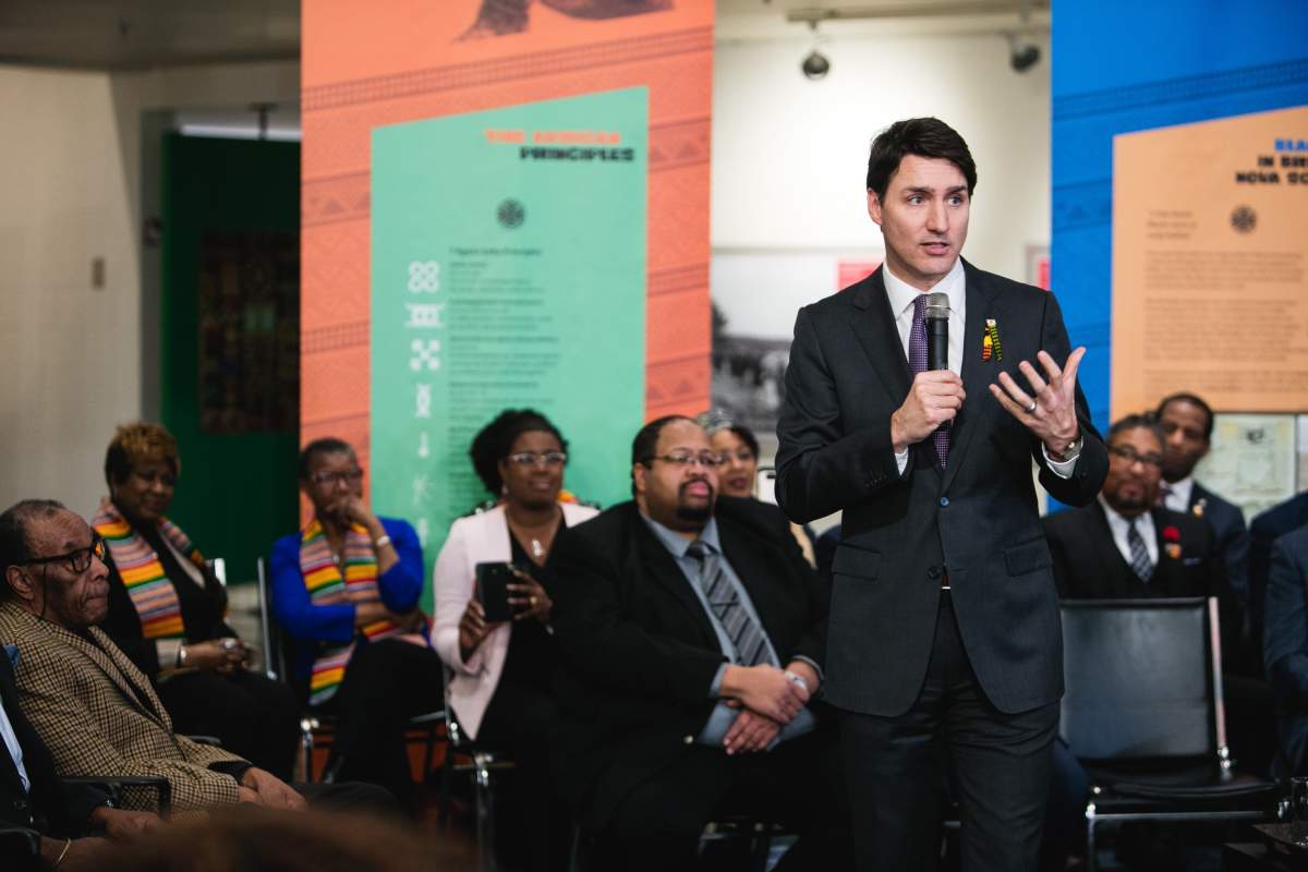 Prime Minister Justin Trudeau speaks during a media availability at the Black Cultural Centre For Nova Scotia in Dartmouth N.S., on Thursday, Feb. 21, 2019. THE CANADIAN PRESS/Riley Smith