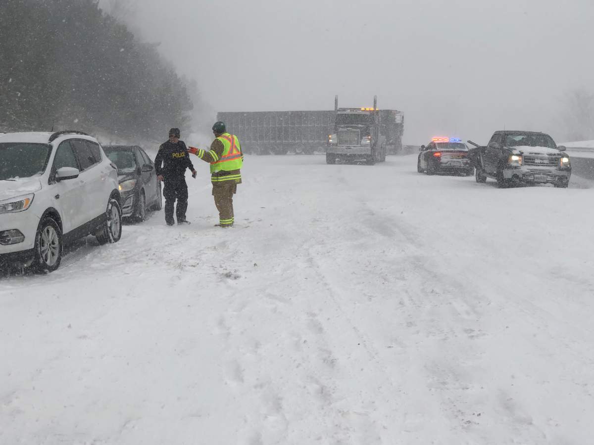 Two tractor-trailers were among the vehicles in the multi-vehicle collision.