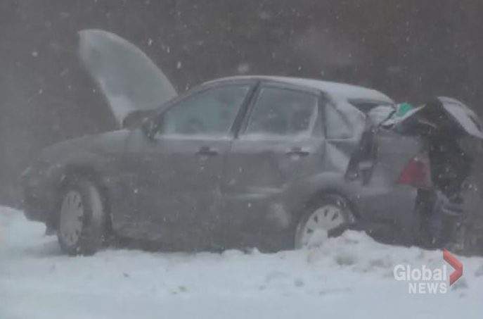 Two people were taken to hospital following a collision on Airport Road.