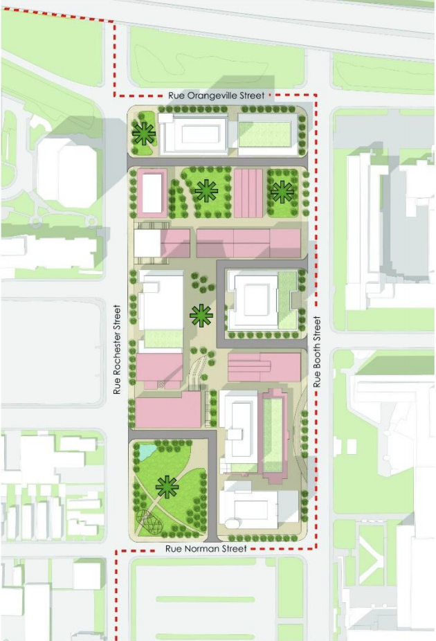 Pictured here is the concept plan for a redeveloped Booth Street Complex.