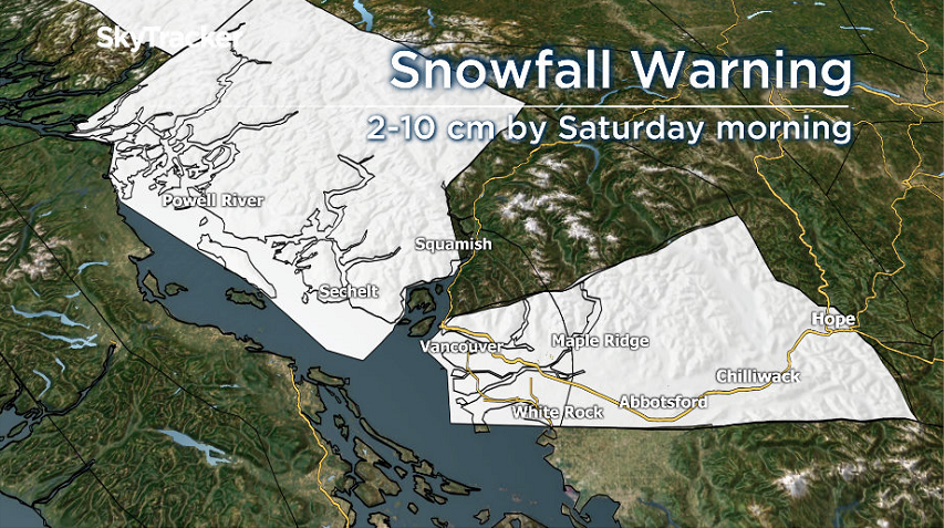 Areas under a snowfall warning Friday and into Saturday.