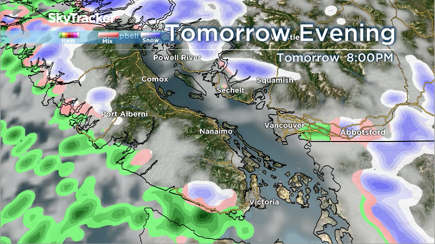 The storm moving through the region Friday evening.