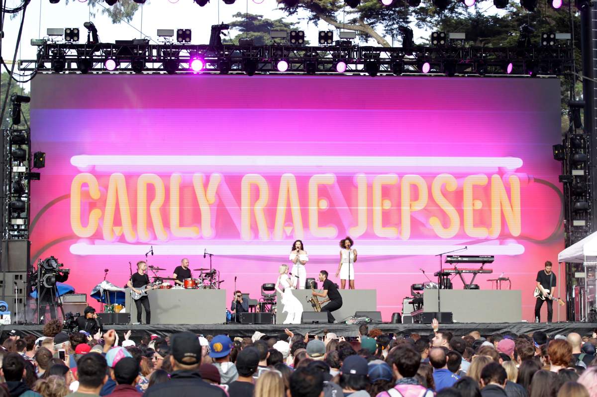 Carly Rae Jepsen performs on the Twin Peaks Stage during the 2018 Outside Lands Music And Arts Festival at Golden Gate Park on Aug. 10, 2018, in San Francisco, Calif.
