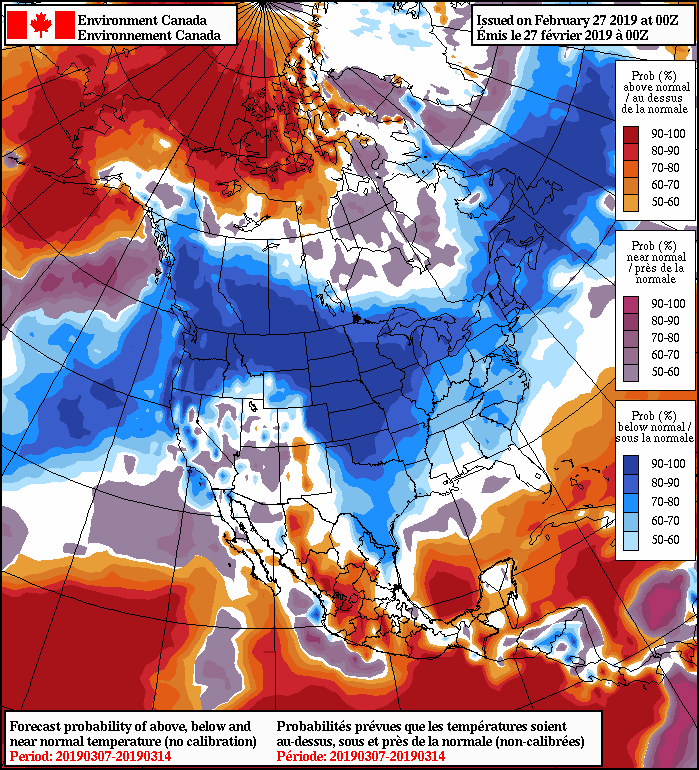 8-14 day temperature outlook from Feb. 27, 2019.
